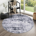 Round Area Rug Living Room: 4 ft Modern Washable Carpet Grey | by FXRHLP