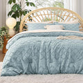 Bedsure Twin XL Comforter Set - Dusty Blue Comforter, Boho Tufted Shabby Chic Bedding for Kids, 2 Pieces Vintage Farmhouse Bed Set for All Seasons, Fluffy Soft Bedding with 1 Pillow Sham