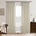 Farmhouse Linen Pinch Pleat Sand Beige Semi Sheer Curtains 105 Inches Long | by Twodrapes