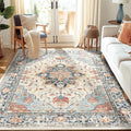 RELEANY Washable Area Rug, Water Repellent, Pet Friendly, Vintage Floral Boho by RELEANY
