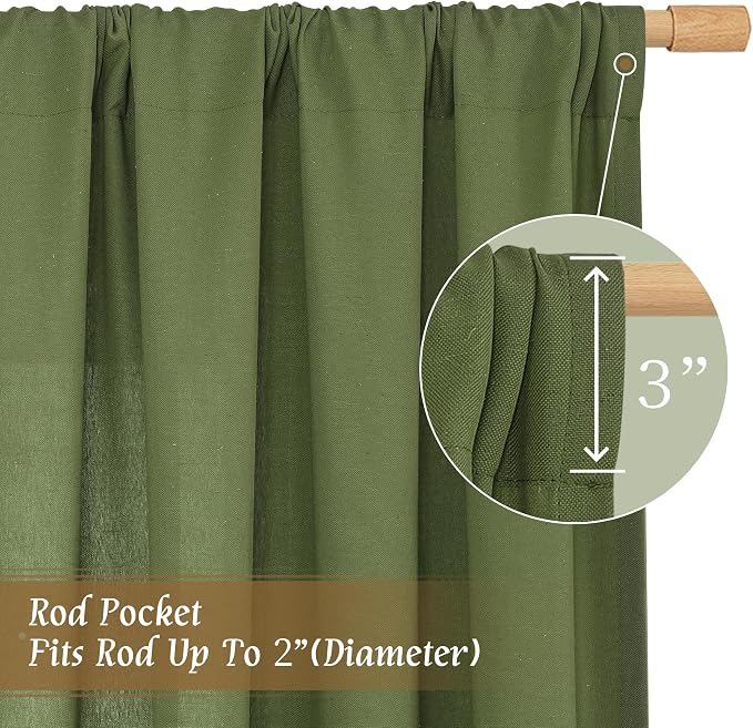 Semi Sheer Linen Curtains 45 Inch Length - Image 3