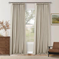 Oatmeal 102 Inch Blackout Linen Pleated Curtains by Twodrapes