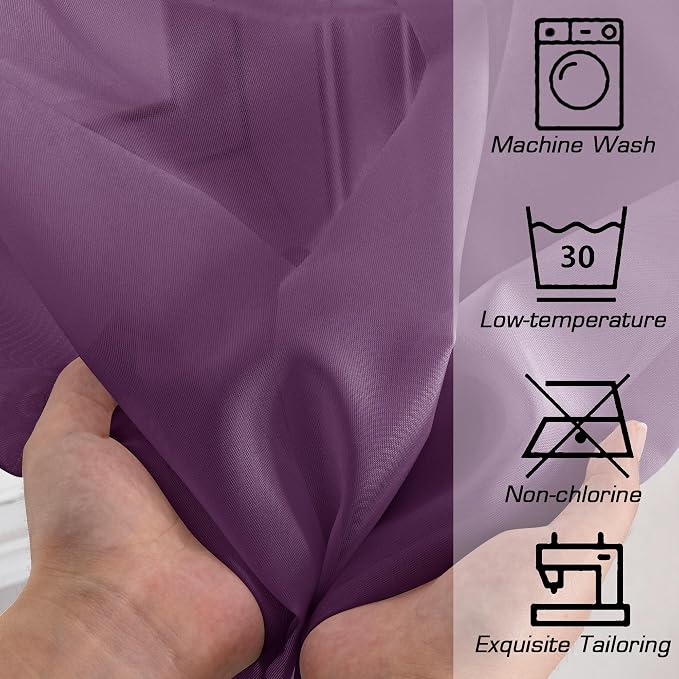 Plum Sheer Curtains, Sheer Curtains 78 Inches Long 2 Panels Set, Rod Pocket - Image 3