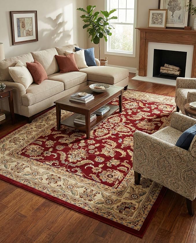Rugs.com Aditi Collection Rug – 10x14 Red Medium-Pile Rug Perfect by Rugscom