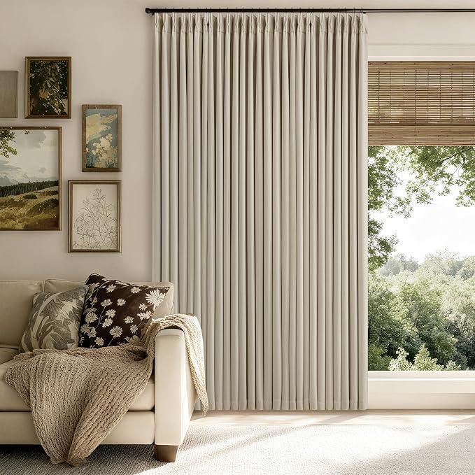Oatmeal Extra Wide 100% Black Out 102 Inch Curtains - Image 8