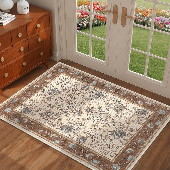 GarveeHome Small Brown Entryway Rug 2x3 Washable Front Door Rug Doormat | Low by GarveeHome