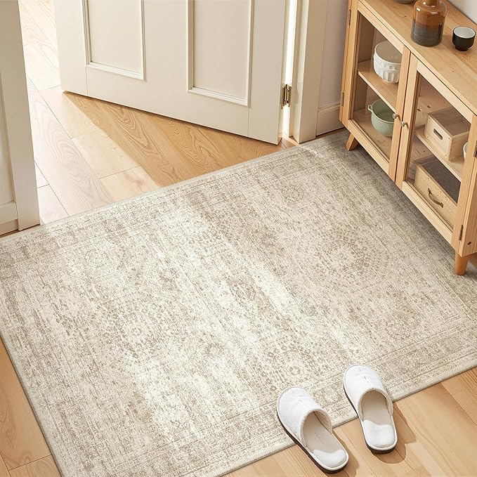 3x4 Rugs for Entryway, Washable Area Rug, Neutral Rug, Stain Resistant Indoor - Image 3