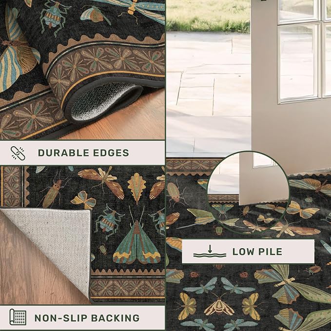 Living Room Rug Black Boho 6x9 - Image 5