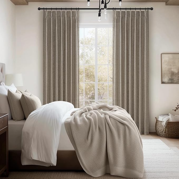 Pinch Pleated Farmhouse Burlap 90 Inch Curtains - Image 7