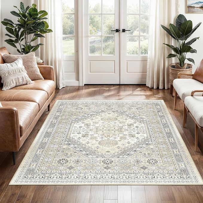 4x6 Area Rugs for Living Room, Non Slip Rugs for Bedroom, Low Pile Soft by Restydon