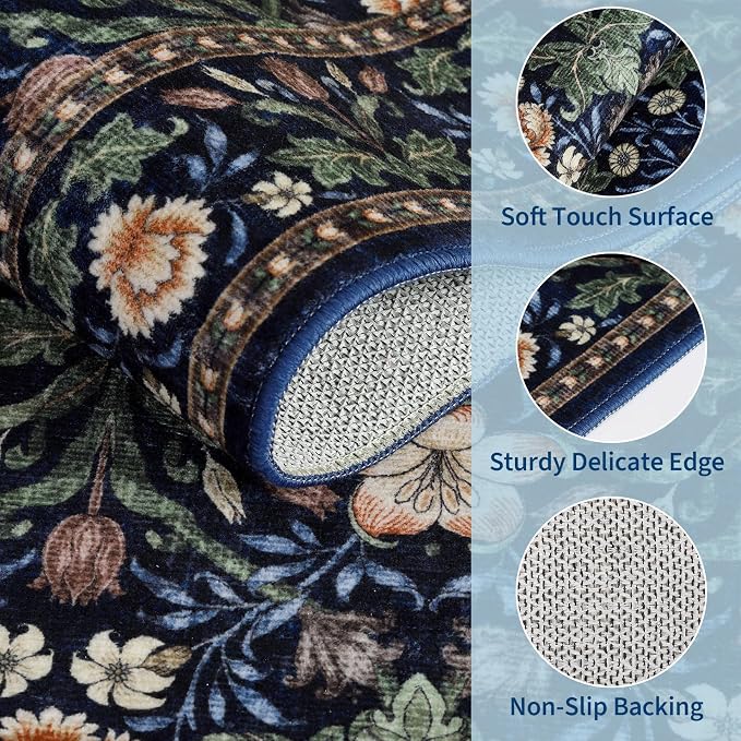 GarveeHome Small Navy Entryway Rug, 2x3 Washable Front Door Rug Indoor Entrance - Image 4