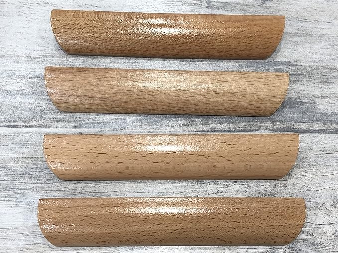 6Pcs 4.84" Wood Solid Furniture Pulls Handles, Painted Smoothly Wooden Handles Cupboard Closet Drawer Handle Pull,Hole Dis.3.78"