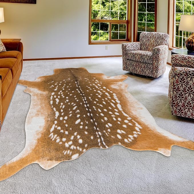 Deer Rug Antelope Print Rug, 5.2x7 Feet Faux Deer Hide Fawn Animal Print Skin - Image 7