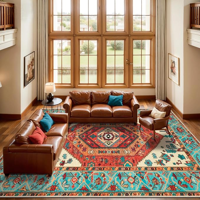 SERISSA 10x12 Washable Non Slip Boho Area Rug - Image 2