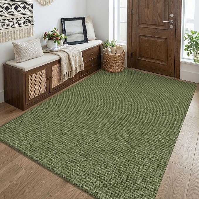 KOZYFLY Washable 4x5 Entry Woven Area Rug, Braided Throw Rugs by KOZYFLY