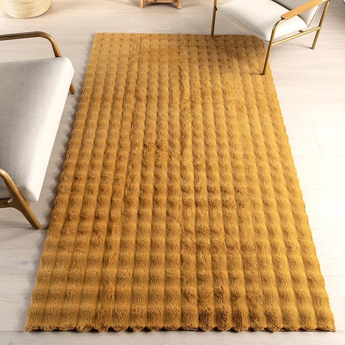 nuLOOM Jeni Gold Checkered Washable Area Rug by nuLOOM
