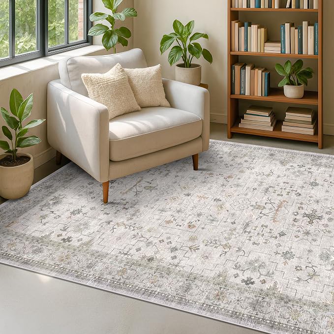 Boho Washable 5x7 Living Room Rug by HazoHaus