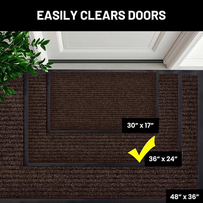 Front Door Mat, Indoor Outdoor Welcome Entryway Doormat, 36x24 Dark Brown | - Image 4