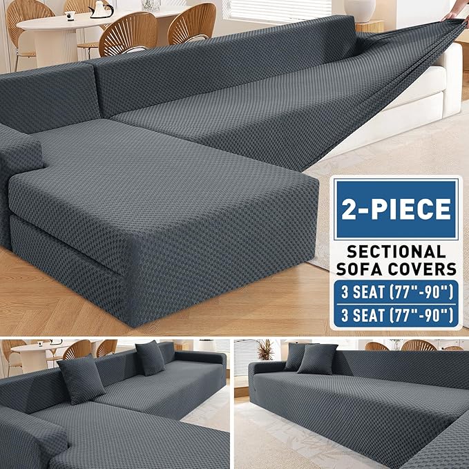 ZNSAYOTX Sectional Couch Covers, Stretch Jacquard Slipcovers - Image 4