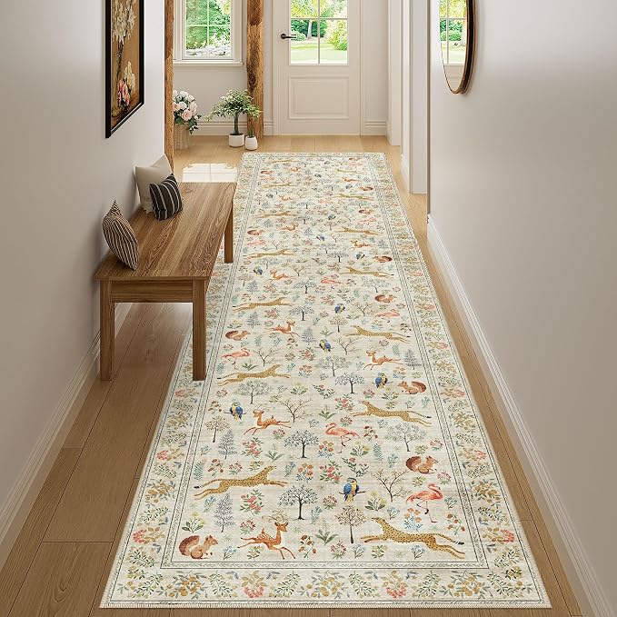 DUKINO 3x12 Runner Rug for Hallway, Washable Animal Rug for Kitchen, Low Pile - Image 6