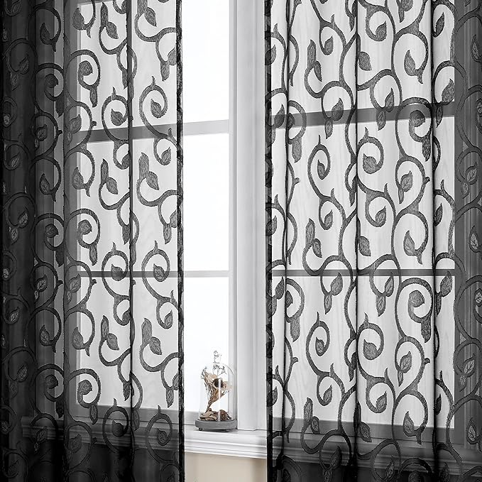Furman Black Sheer Curtains 84 inches Long by OWENIE