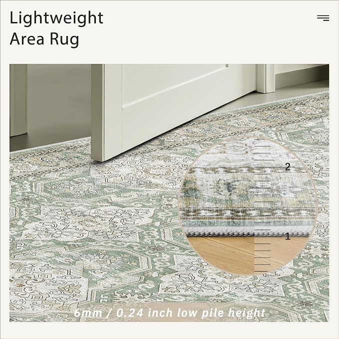 Soalmost 3x5 Rugs, Small Washable Kitchen Entryway Area Rug Green/Brown | - Image 7
