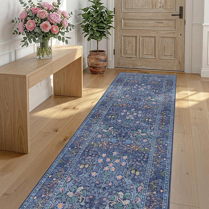 Non Slip 2x6 Dark Blue Kitchen Runner Rug - Image 4