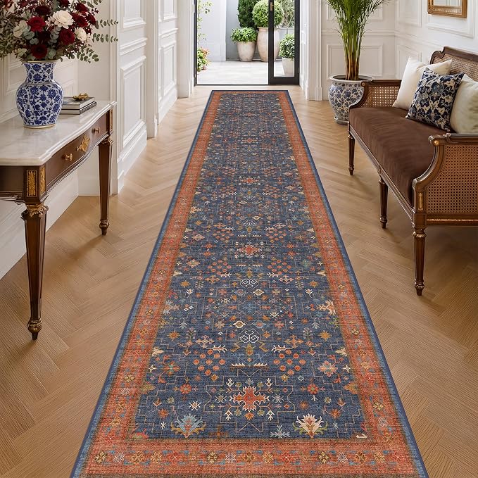 Boho Washable 3x16 Extra Long Hallway Runner Rug, Non-Slip Stain & Fade by HazoHaus