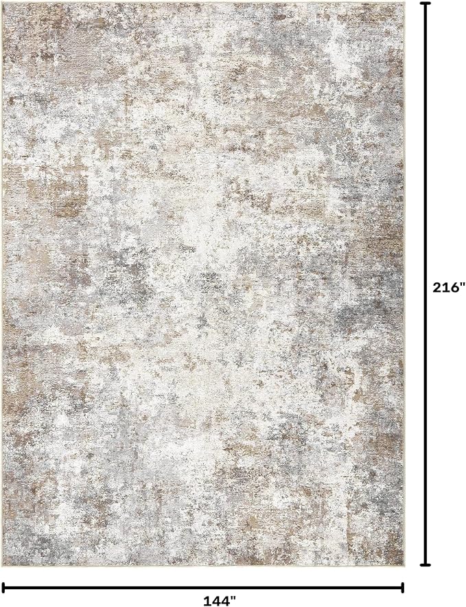 UERMEI 12x18 Area Rug Living Room Rugs Extra Large Brown Grey Carpet | Washable - Image 2