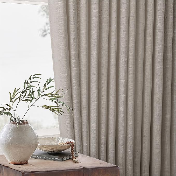 Taupe Burlywood Pinch Pleated Linen Curtains 96 Inches Long | Light Filtering - Image 7