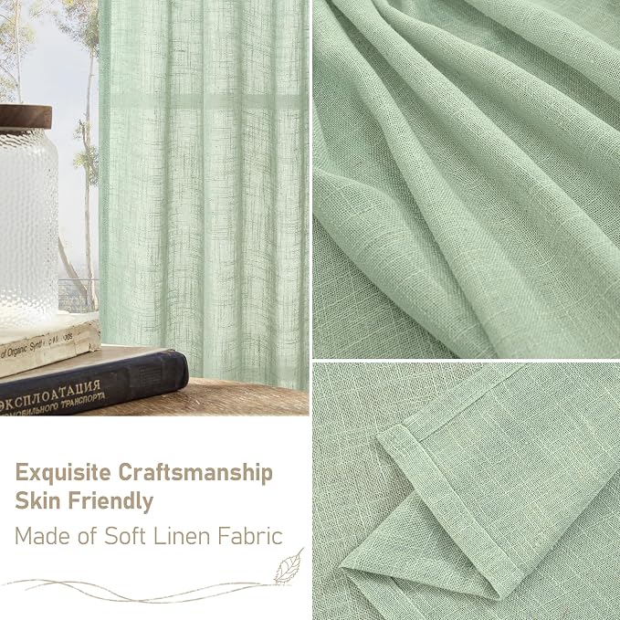 Fresh Green Linen Curtains 72 Inch Length - Image 7