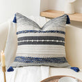 Navy Dark Blue Decorative Throw Pillow Cover 18x18 Square Boho Accent by BlissBlush