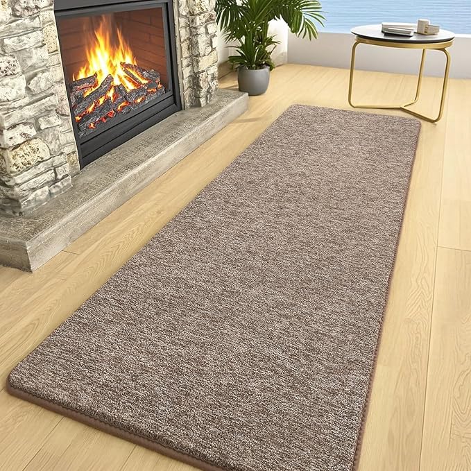 2x8 Runner Rug for Hallway, Long Runner Rugs Non Slip, Matte Brown | Soft - Image 3