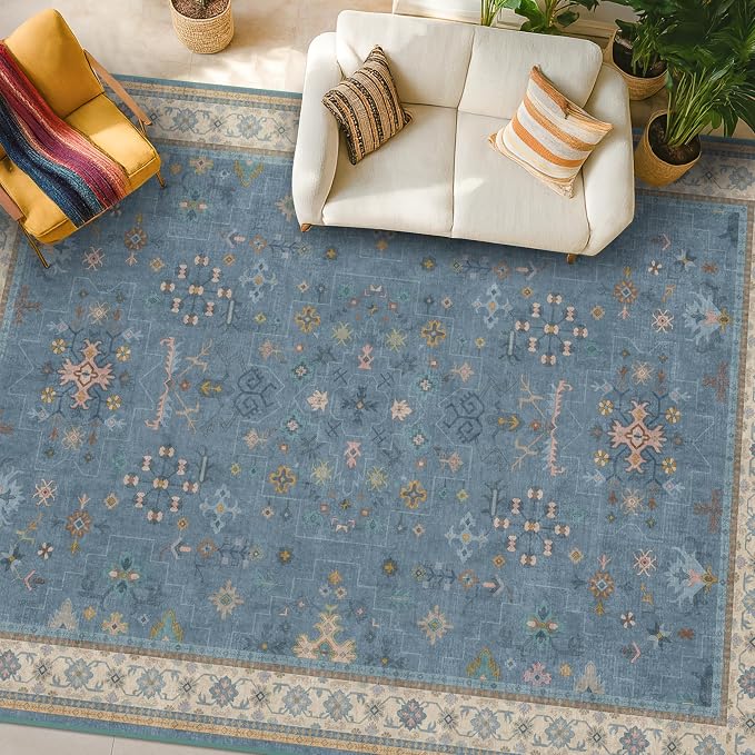 Boho 7x10 Accent Area Rugs for Living Room by HazoHaus