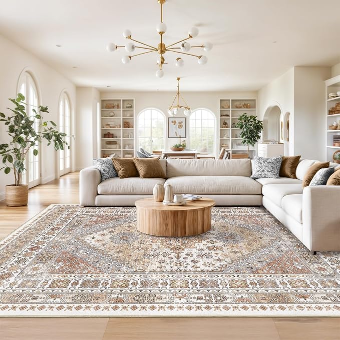 Washable Rugs 8x10 Area Rugs for Living Room, Vintage Floral Bedroom Rugs - Image 5
