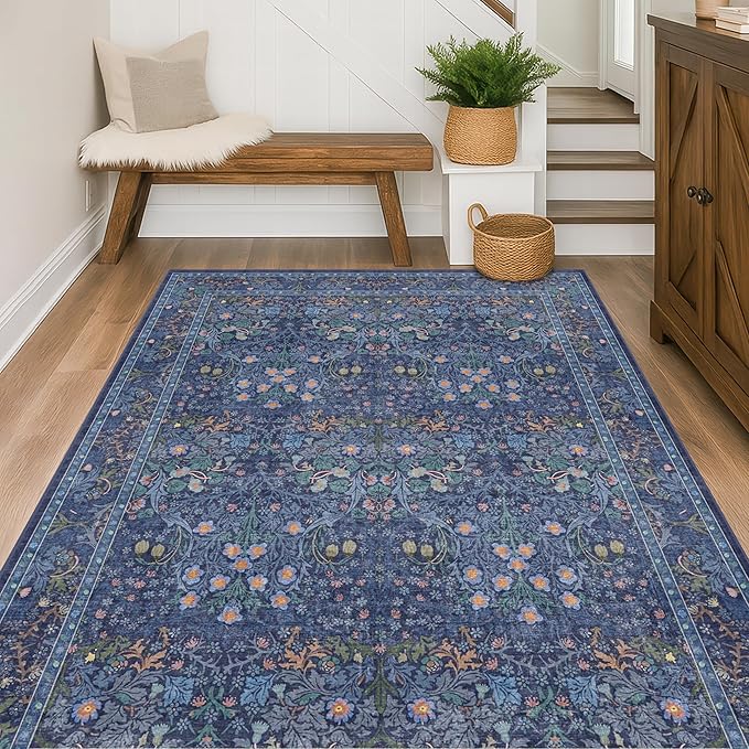 Dark Navy Blue Living Room Rug 5x7 Area Rug - Image 7