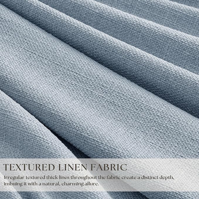 Blue Pinch Pleated Linen Blackout Dual Layer Curtains 108 Inches Length | Light - Image 2