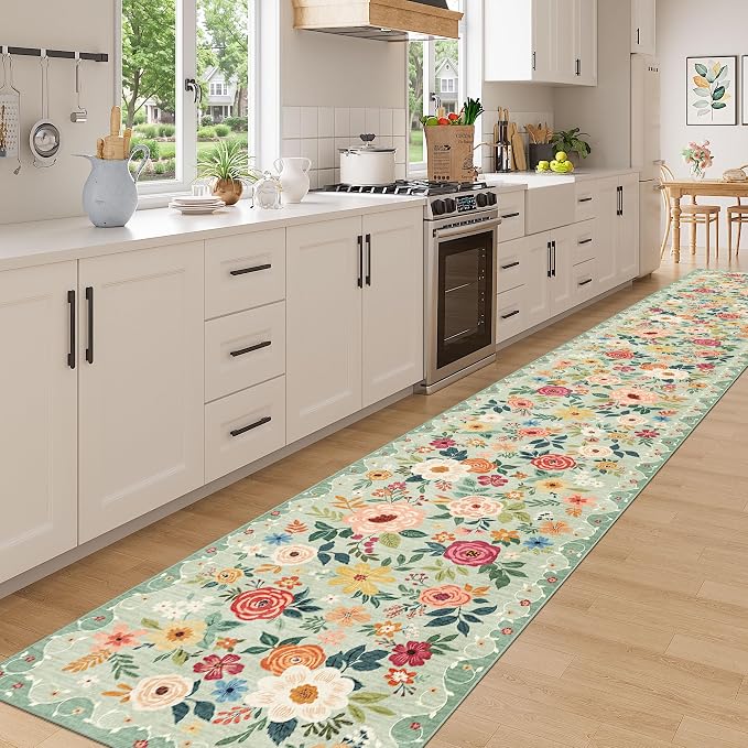 DUKINO 3x20 Runner Rug for Hallway, Floral Washable Long Runner Rug, Low Pile - Image 3