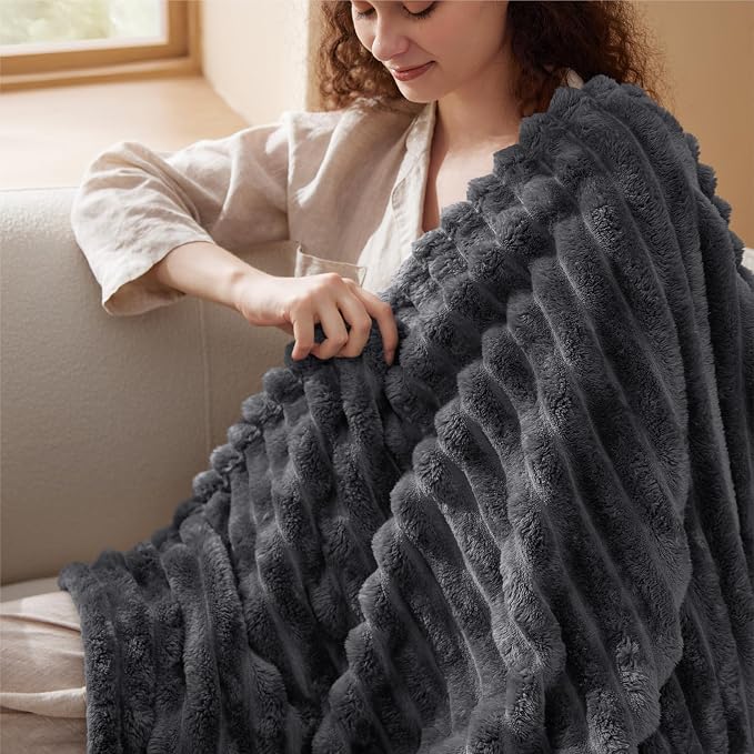 Bedsure Soft Twin Blanket for Bed Decor Gifts Grey 60"x80" | Birthday Gifts for - Image 8