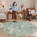 Soalmost Abstract 5x5 Round Rug 5ft Circle Living Room Rugs, Low Pile Stain by Soalmost