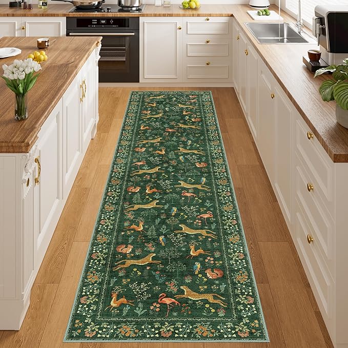 DUKINO 2x8 Washable Runner Rug, Non Slip Animal Kitchen Runner Rug, Low Pile by DUKINO