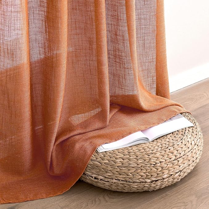 MIULEE Orange Fall Linen Curtains 52x96 Inch 2 Panels - Image 6