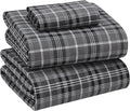 RUVANTI Flannel Sheets Twin Size - 100% Cotton Double Brushed Twin Sheets Set, Deep Pockets 16 Inches, All Seasons Breathable & Extra Soft Bed Sheets, Warm & Cozy, 3 Piece, Grey Plaid