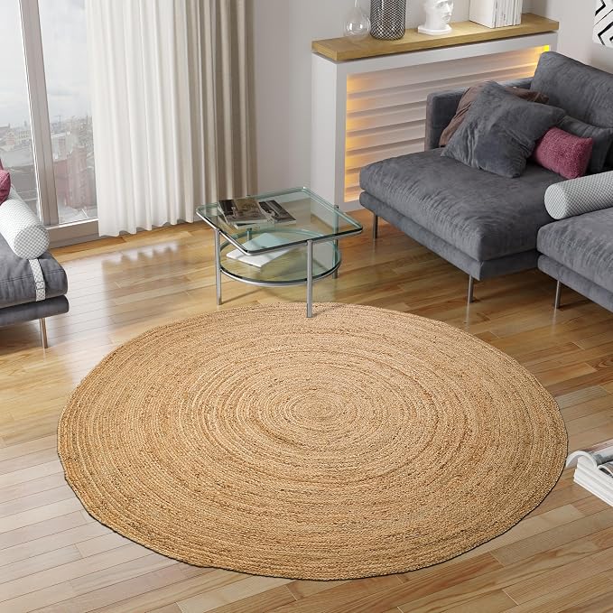 Hausattire Jute Braided Round Rug, 6 ft | 100% natural jute, hand woven - Image 6