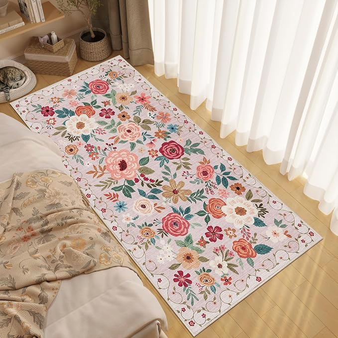 DUKINO 3x6 Runner Rug, Non Slip Floral Washable Rug - Image 3