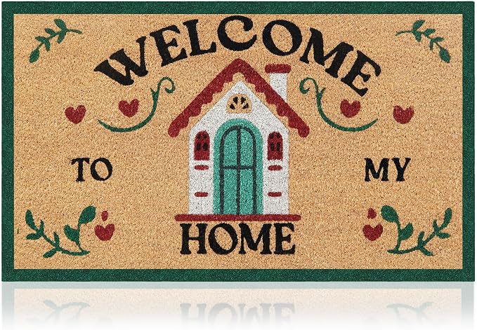 Coir Welcome Mat, Welcome to My Home, 17x29 in | 100% Natural Coir, by AmaruDoorMats