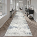 Soalmost Runner Rug 2x10 Washable Hallway Kitchen Runners Blue/Ivory | Non-Slip by Soalmost