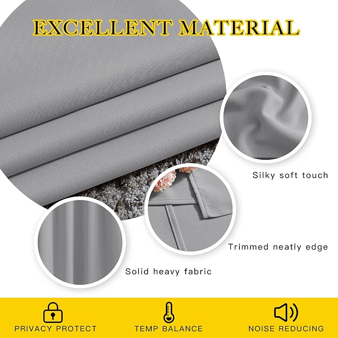 NICETOWN Silver Grey Blackout Curtains - Image 4