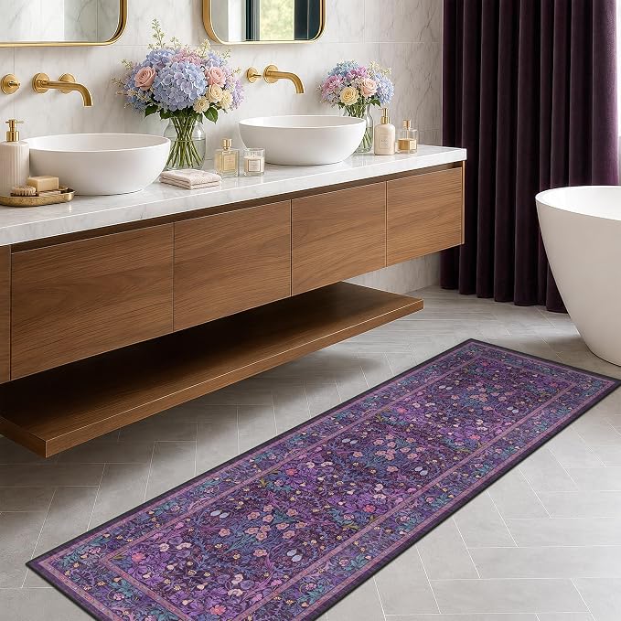 Washable Plum Purple Runner Rug 2x6 - Image 3