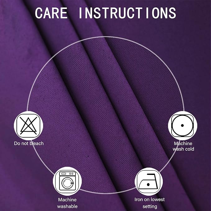 Purple Thermal Blackout Curtains/52 x 95 Inch/Set of 2 Panels Room Darkening - Image 4
